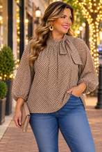 Load image into Gallery viewer, Taupe About It Tie Neck Top
