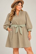 Load image into Gallery viewer, Autumn Stroll Striped Belt Dress