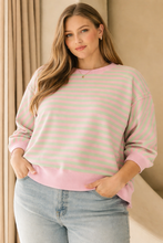 Load image into Gallery viewer, Restocked! Darcy Pink and Green Striped Knit Top
