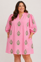 Load image into Gallery viewer, Sloane Pink and Green Embroidered Dress