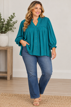 Load image into Gallery viewer, Teal Me About It Smocked Top