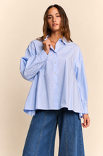 Load image into Gallery viewer, Paige Oversized Poplin Swing Hem Button-Down Shirt