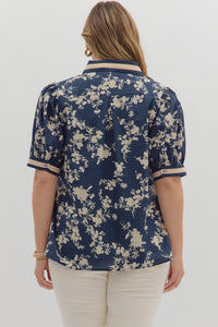 Hattie Midnight Floral Print Puff Sleeve Top