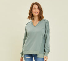 Load image into Gallery viewer, Doris Oversized French Terry V-Neck Top