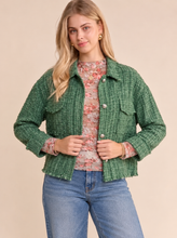 Load image into Gallery viewer, Elaine Textured Tweed Shirt Jacket in Green