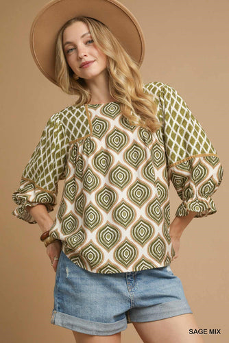 Dani Retro Geometric Print Top