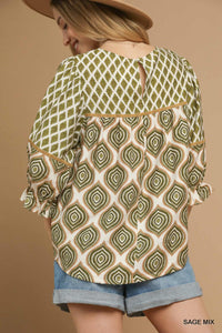 Dani Retro Geometric Print Top