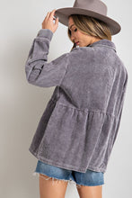 Load image into Gallery viewer, Kara Mineral Washed Corduroy Button Down Top in Ash