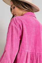Load image into Gallery viewer, Kara Mineral Washed Corduroy Button Down Top in Bubble Gum