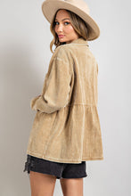 Load image into Gallery viewer, Kara Mineral Washed Corduroy Button Down Top in Coco