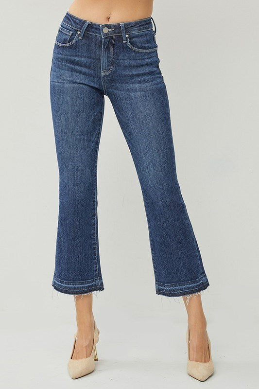 Cropped Kick Flare High Rise Skinny Jeans