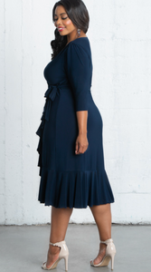 Whimsy Wrap Dress in Navy