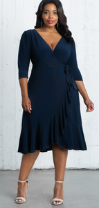 Whimsy Wrap Dress in Navy