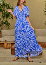 Load image into Gallery viewer, Tori Blue and White Maxi Dress
