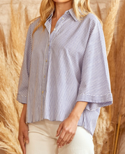 Load image into Gallery viewer, Stella Blue and White Striped Button Down