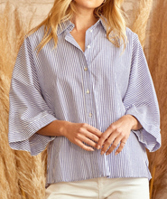 Load image into Gallery viewer, Stella Blue and White Striped Button Down