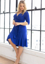 Load image into Gallery viewer, Whimsy Wrap Dress in Cobalt Blue