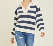 Load image into Gallery viewer, Gabby Collared Striped Popcorn Sweater