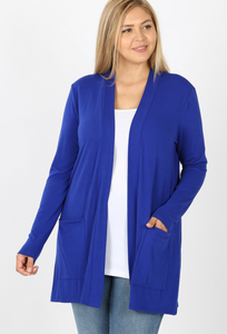 Sydney Slouch Pocket Open Cardigan in Royal Blue