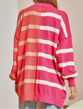 Load image into Gallery viewer, Felicity Striped Colorblock Top in Coral/Magenta