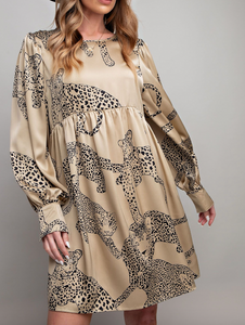 Sloan Cheetah Dress in Taupe