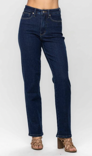Dark Wash Straight Leg Tummy Control