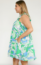 Load image into Gallery viewer, Stella Blue and Green Tiered Dress