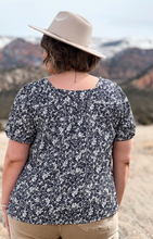 Load image into Gallery viewer, Frannie Navy Embroidered Top