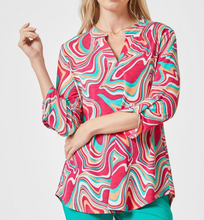 Load image into Gallery viewer, Tara Wrinkle Free Multi Color Groovy Top