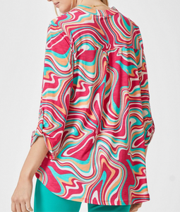 Tara Wrinkle Free Multi Color Groovy Top