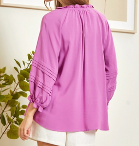 Amanda Spring Orchid Ruffle Detail Top