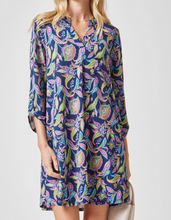 Load image into Gallery viewer, Leah Paisley Wrinkle Free Dress in Navy