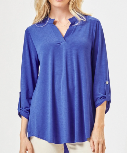 Restocked! Tara Wrinkle Free Lizzy Top in Blue