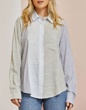 Load image into Gallery viewer, Penny Mixed Striped Button Front Top