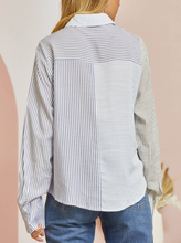 Load image into Gallery viewer, Penny Mixed Striped Button Front Top