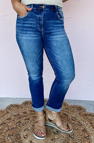 Straight Leg Medium Wash Jeans