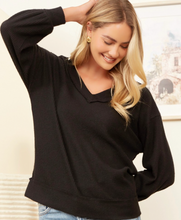 Load image into Gallery viewer, Jessie Ribbed V-Neck Top in Black