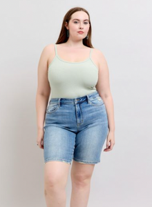 Vintage Wash Bermuda Denim Shorts