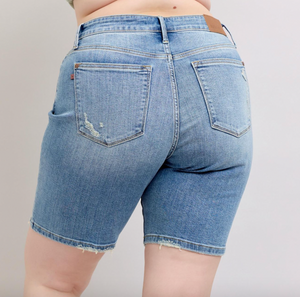 Vintage Wash Bermuda Denim Shorts