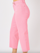 Load image into Gallery viewer, Tummy Control Wide Leg Cropped Jeans in Pink