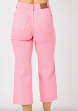 Load image into Gallery viewer, Tummy Control Wide Leg Cropped Jeans in Pink