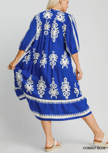 Load image into Gallery viewer, Eva Royal Blue 3/4 Sleeve Midi Dress