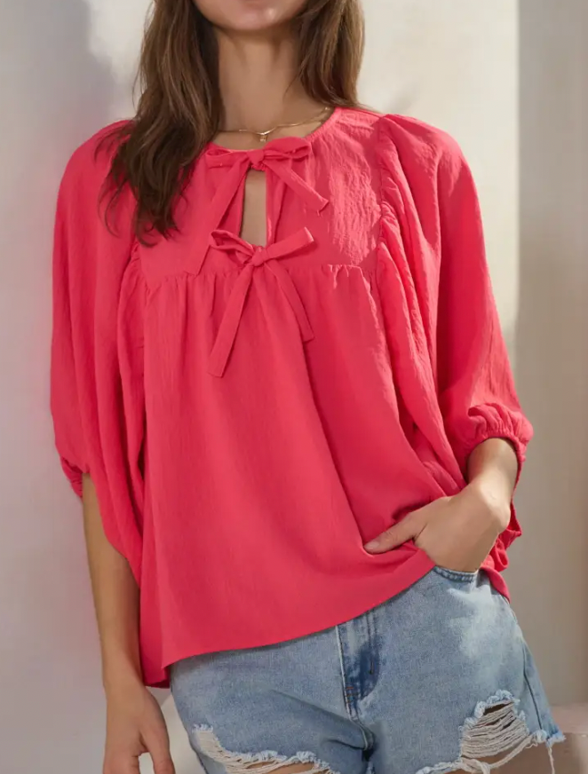 Jayma Batwing 3/4 Sleeve Top Sunset Coral