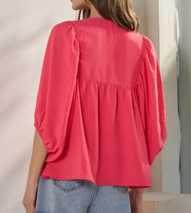 Jayma Batwing 3/4 Sleeve Top Sunset Coral
