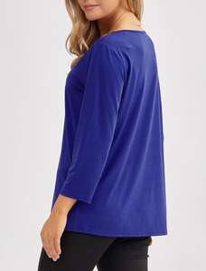 Sally Wrinkle Free V-Neck Top in Royal