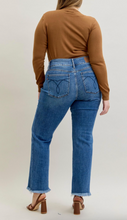 Load image into Gallery viewer, Bootcut Double Button Fray Hem Jeans