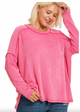 Load image into Gallery viewer, Restocked! Carson Ribbed Long Sleeve Top in Fuchsia