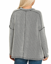 Load image into Gallery viewer, Carson Ribbed Long Sleeve Top in Black &amp; White