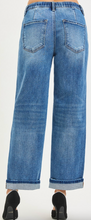 Load image into Gallery viewer, Elastic Band Cuffed Hem Boyfriend Jeans