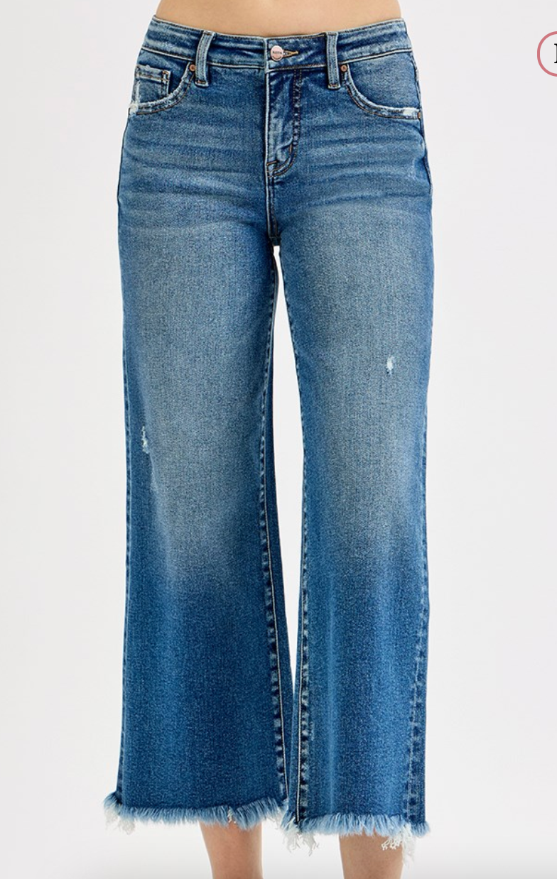 Tummy Control Mid Rise Cropped Flare Jeans